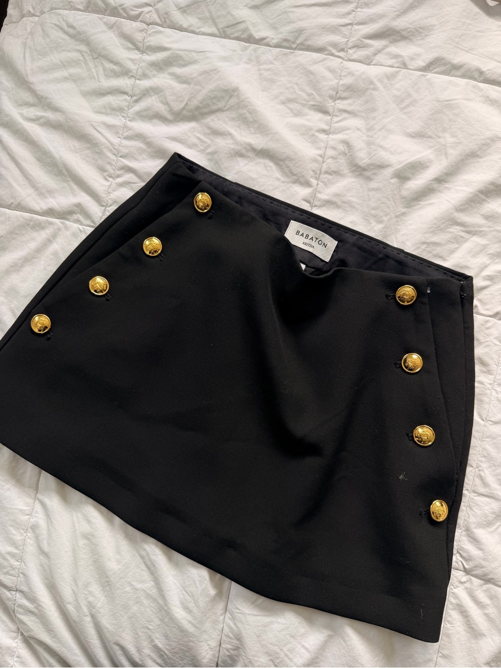 Babaton Black Mini Skirt with Gold Buttons brand new